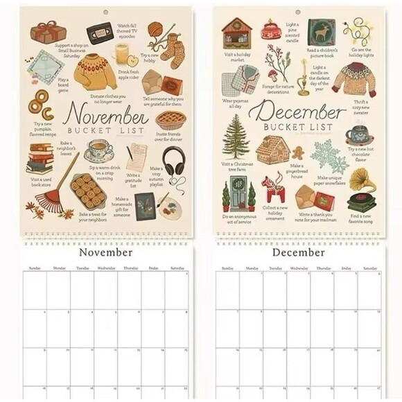 abigail&bleu Bucket List Calendar Large Double Spiral Wire-Binding Wall Calendar - Picture 5 of 7